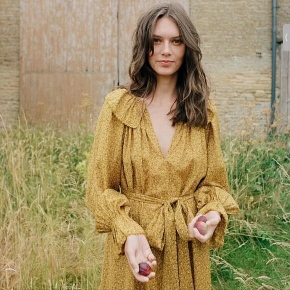 💕DOEN💕 Rory Dress ~ Peter Pan Collar Sunsoaked Foothills Floral Print XXS NWOT - Picture 6 of 16